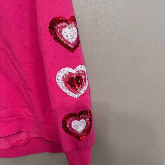 QUEEN OF SPARKLES Heart on Your Sleeves Crewneck Sweatshirt medium - Picture 5 of 7